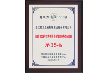 杭州叉車榮譽(yù)-榮列2008年度中國大企業(yè)集團(tuán)競(jìng)爭(zhēng)力500強(qiáng)